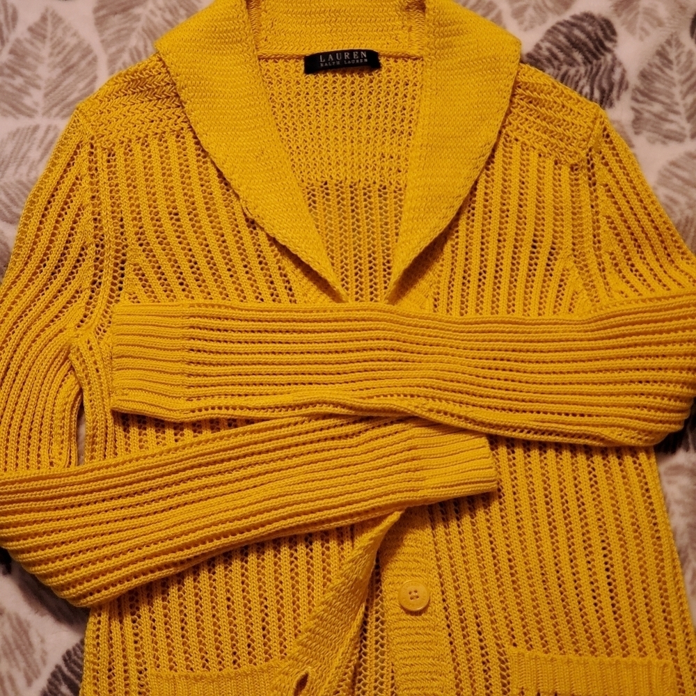 Lauren Ralph Lauren Gold Cardigan XS